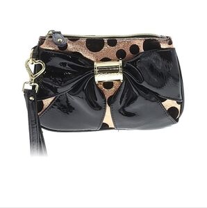Betsey Johnson Black and Gold Clutch with Bow Accent